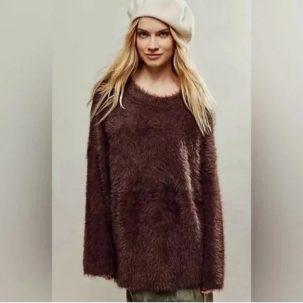 Free People Harrison Bunny Sweater In Mocha